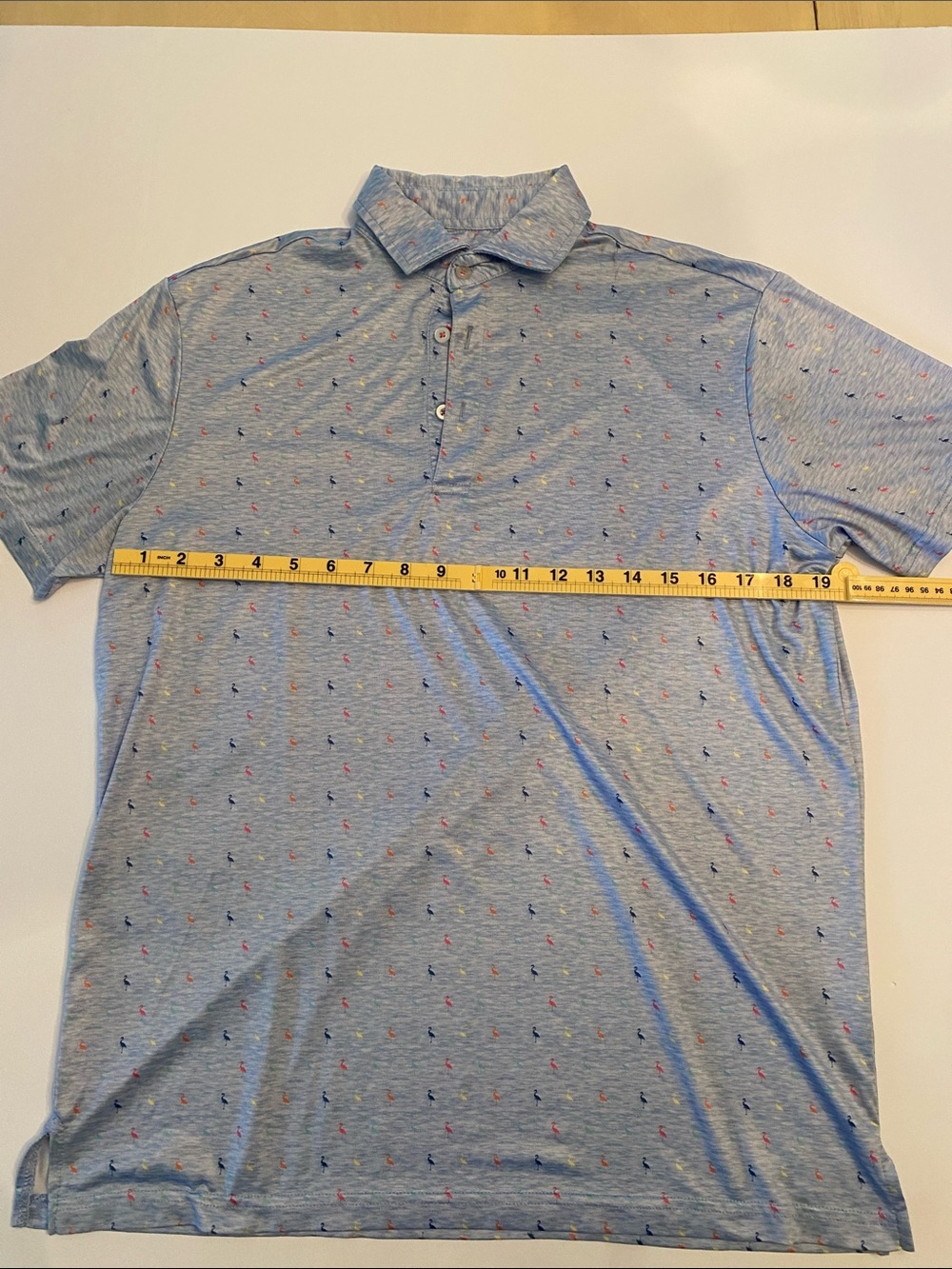 Source Unknown Light Blue Polo with Navy & Pink Micro Motif
